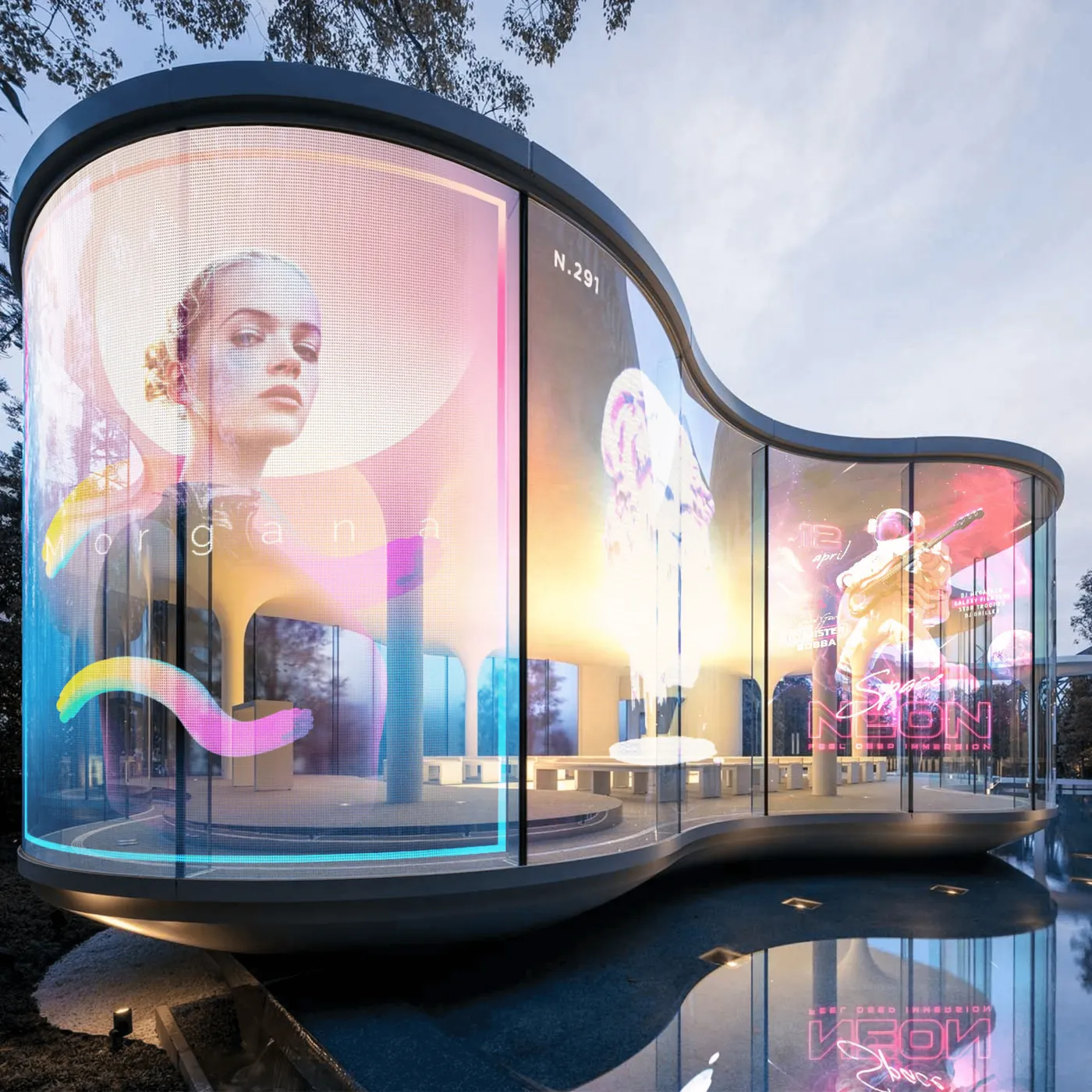 Crystal Film LED Display as seen in Commercial City Center